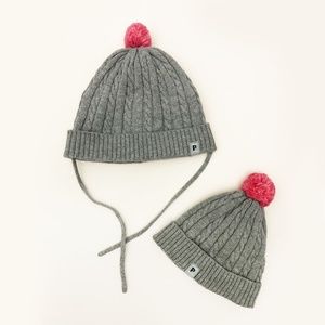 Polarn O. Pyret Sweden Baby Girl's Cable Knit Beanie Hats 2 Pieces